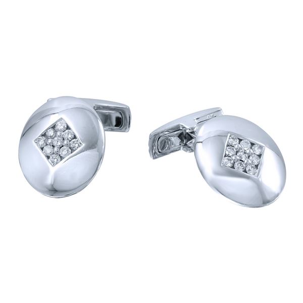 Natural 0.49 CTW Diamond Cuff Links 14K White Gold - REF-139N5Y