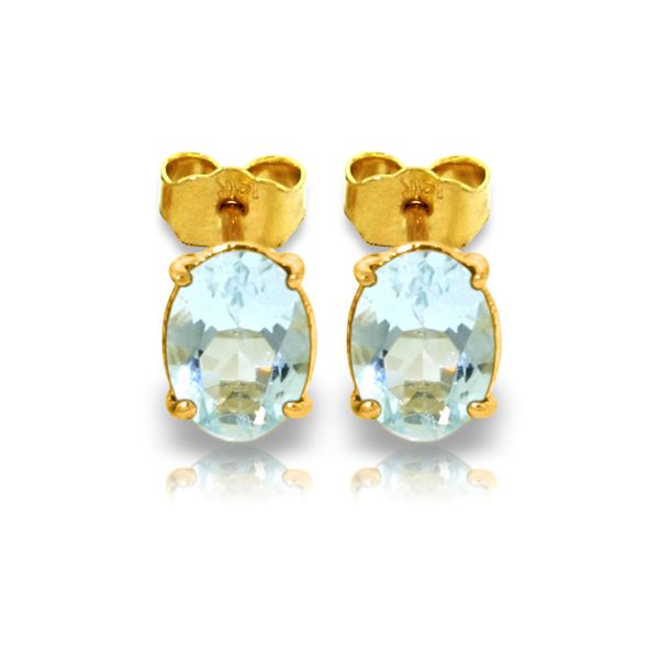 Genuine 1.80 ctw Aquamarine Earrings 14KT Yellow Gold - REF-21A2K