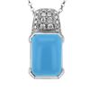 Image 1 : Natural 5.12 CTW Turquoise & Diamond Necklace 14K White Gold - REF-41K4R