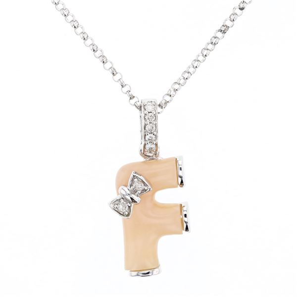 Natural 1.76 CTW Opal & Diamond Necklace 14K White Gold - REF-27W9H