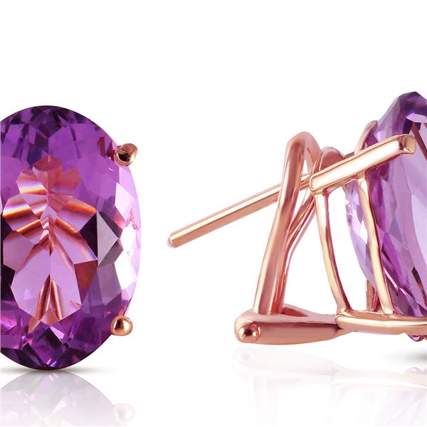 Genuine 15.1 ctw Amethyst Earrings 14KT Rose Gold - REF-59M6T