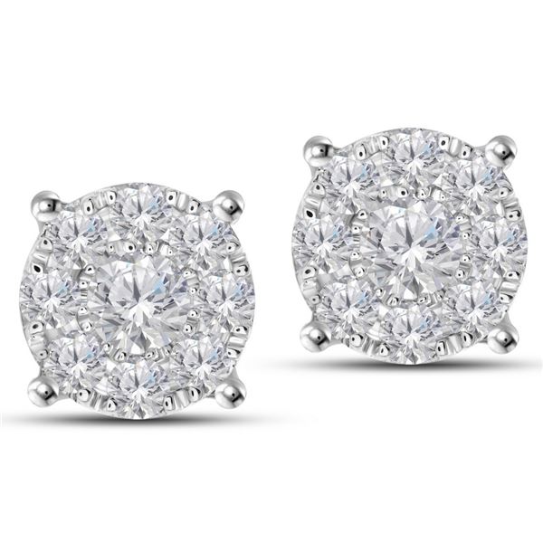 Natural 1.40 CTW Diamond Earrings 14K White Gold - REF-172W8H