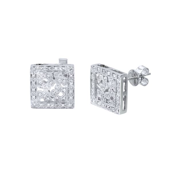 Natural 0.46 CTW Diamond Earrings 14K White Gold - REF-72K2R