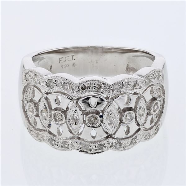 Natural 0.30 CTW Diamond Ring 18K White Gold - REF-80T3X