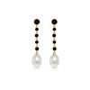 Image 1 : Genuine 10 ctw Garnet & Pearl Earrings 14KT Yellow Gold - REF-32A4K