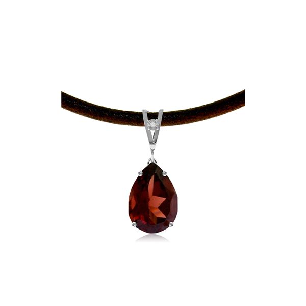 Genuine 6.01 ctw Garnet & Diamond Necklace 14KT White Gold - REF-49P2H