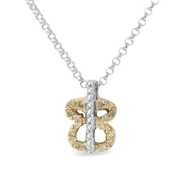 Natural 0.11 CTW Diamond Necklace 14K Two Tone Yellow Gold - REF-18W2H