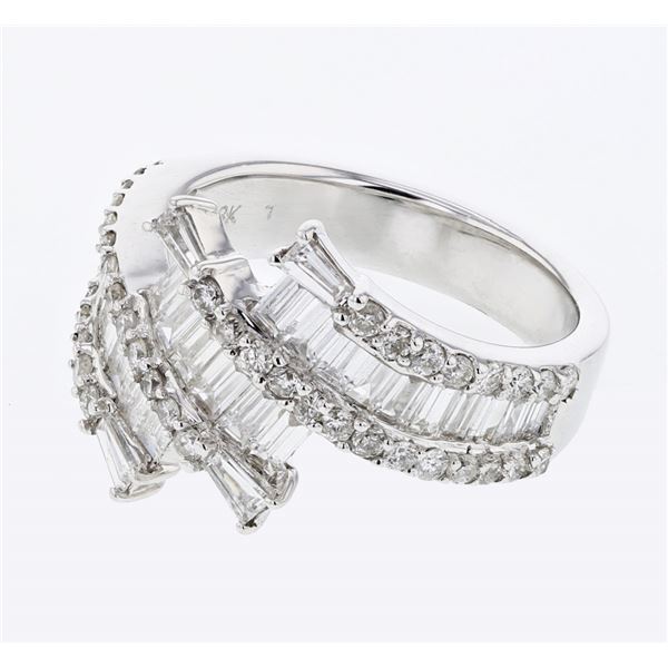 Natural 1.85 CTW Baguette & Diamond Ring 18K White Gold - REF-228W6H