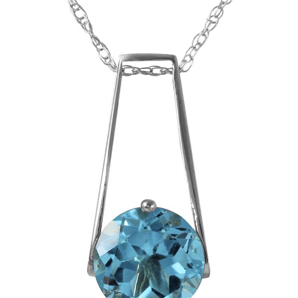 Genuine 1.45 ctw Blue Topaz Necklace 14KT White Gold - REF-23H8X