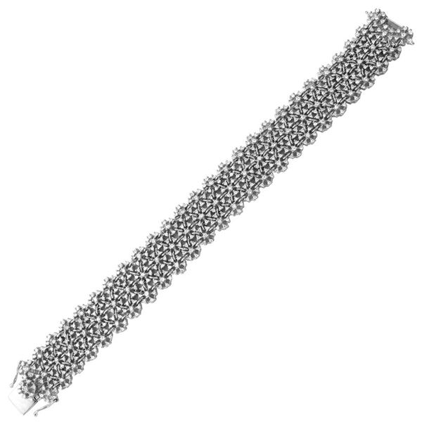 Natural 3.97 CTW Diamond Bracelet 14K White Gold - REF-494K3R