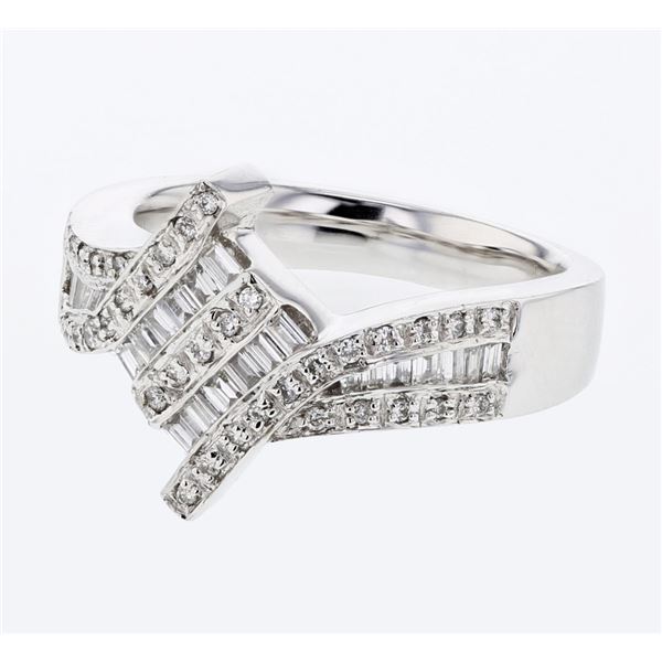 Natural 0.53 CTW Baguette & Diamond Ring 14K White Gold - REF-111W6H