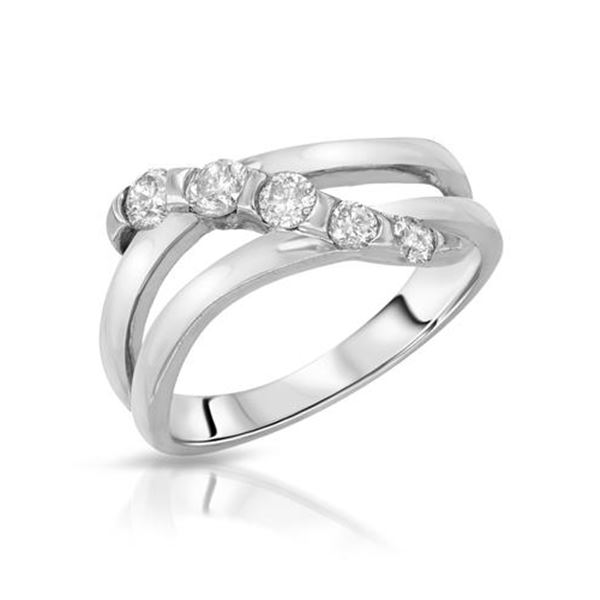 Natural 0.50 CTW Diamond Ring 14K White Gold - REF-64F8M