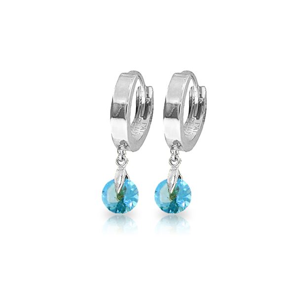 Genuine 2 ctw Blue Topaz Earrings 14KT White Gold - REF-25W9Y