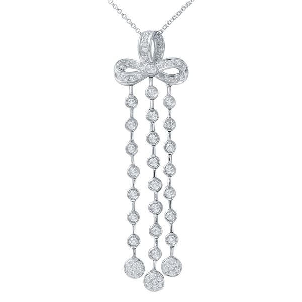 Natural 1 CTW Diamond Necklace 18K White Gold - REF-116T3X