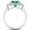 Image 2 : Natural 3.93 CTW Zambian Emerald & Diamond Ring 14K White Gold - REF-169H5T