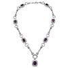 Image 1 : Natural 11.83 CTW Amethyst & Diamond Necklace 14K White Gold - REF-390N6Y