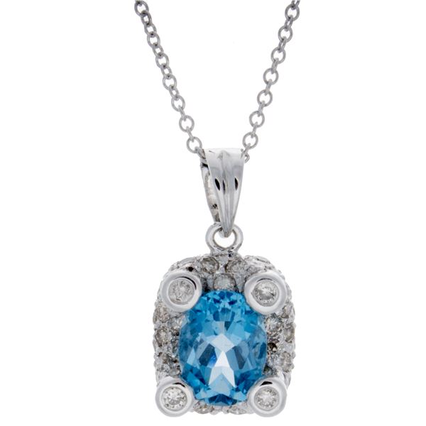 Natural 2.15 CTW Topaz & Diamond Necklace 18K White Gold - REF-72W2H