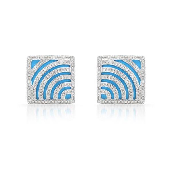Natural 9.07 CTW Turquoise & Diamond Earrings 14K White Gold - REF-120K6R