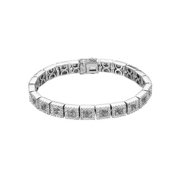 Natural 11.04 CTW Pink Sapphire & Diamond Bracelet 14K White Gold - REF-453T6X