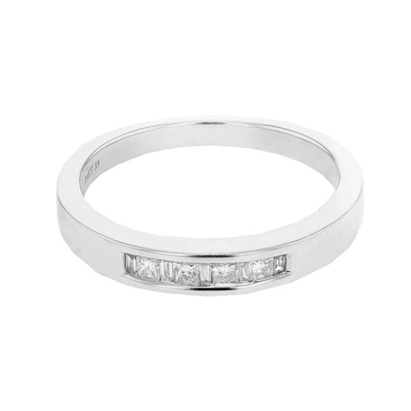 Natural 0.15 CTW Princess Diamond & Baguette Ring W=2.5MM 14K Gold - REF-32F4M