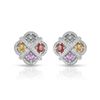 Image 1 : Natural 4.30 CTW Multi-Sapphire & Diamond Earrings 14K White Gold - REF-187K2R