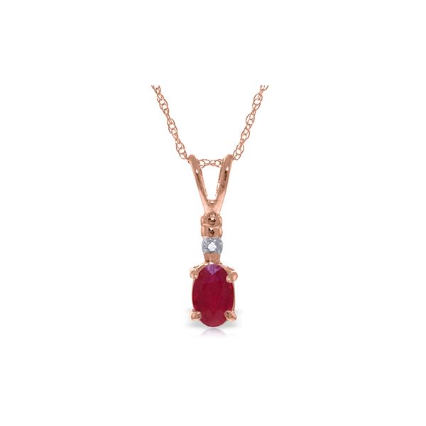Genuine 0.46 ctw Ruby & Diamond Necklace 14KT Rose Gold - REF-22Y7F