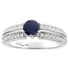 Image 1 : 1.40 CTW Blue Sapphire & Diamond Ring 14K White Gold - REF-130N4Y