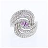 Image 1 : Natural 2.60 CTW Pink Sapphire & Diamond Ring 18K White Gold - REF-351W9H