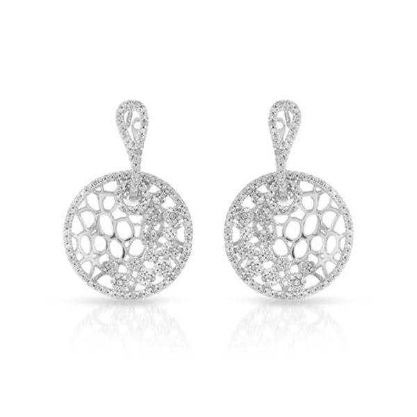 Natural 0.94 CTW Diamond Earrings 14K White Gold - REF-89T3X