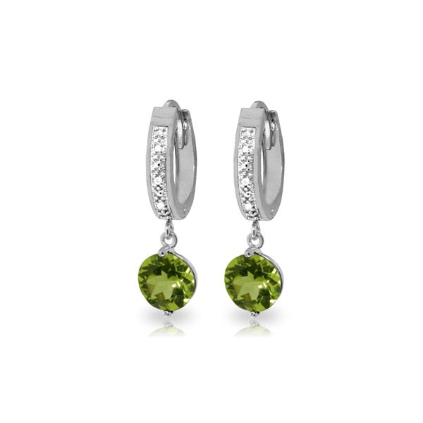 Genuine 2.63 ctw Peridot & Diamond Earrings 14KT White Gold - REF-56T2A
