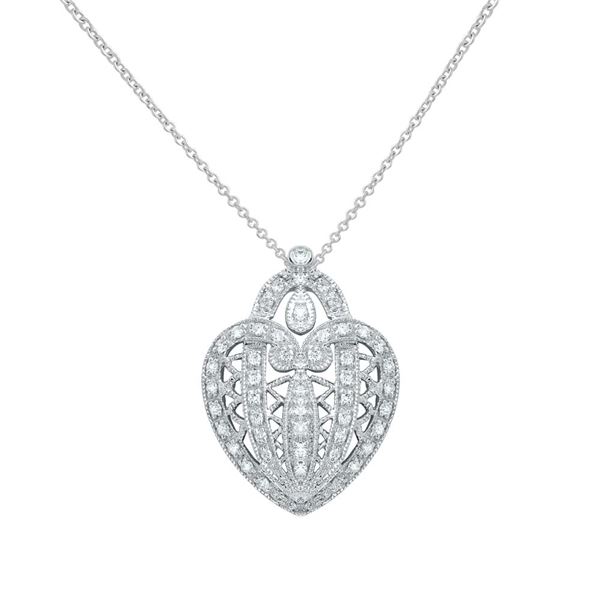 Natural 0.46 CTW Diamond Necklace 18K White Gold - REF-103W5H