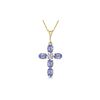 Image 1 : Genuine 1.75 ctw Tanzanite & Diamond Necklace 14KT Yellow Gold - REF-52F9Z