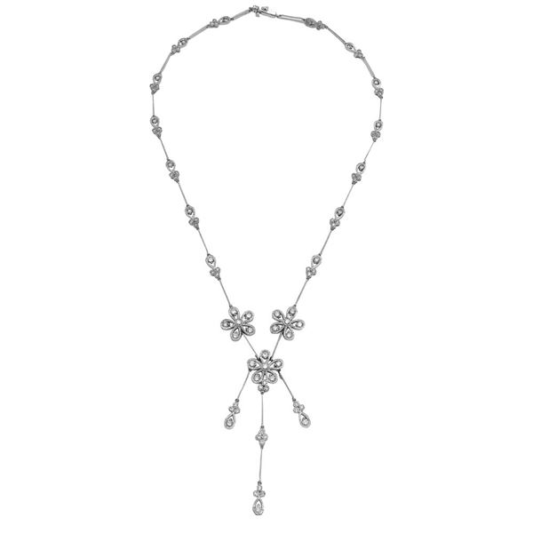 Natural 3.01 CTW Diamond Necklace 14K White Gold - REF-298K8R