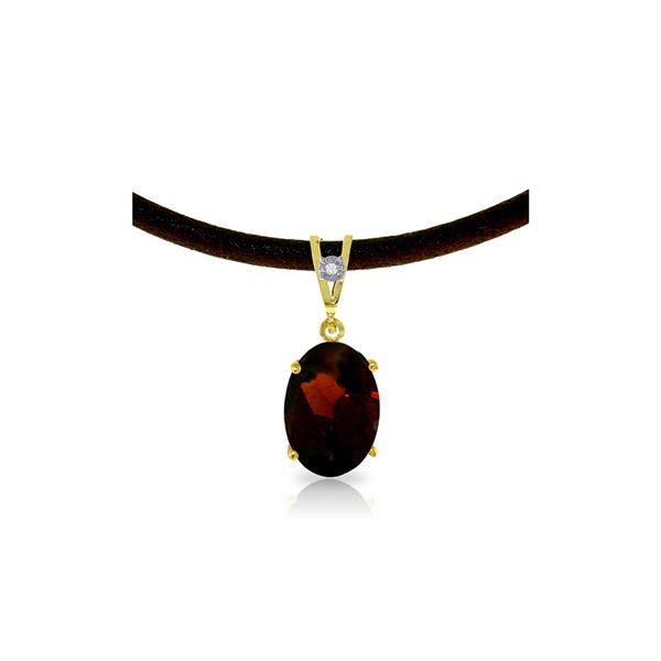 Genuine 7.56 ctw Garnet & Diamond Necklace 14KT Yellow Gold - REF-53F8Z