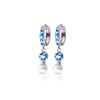 Genuine 4.3 ctw Blue Topaz & Pearl Earrings 14KT White Gold - REF-48N3R