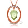 Genuine 9.6 ctw Green Amethyst & Diamond Necklace 14KT Rose Gold - REF-109P6H