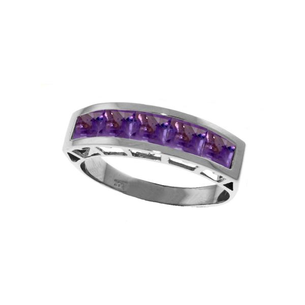 Genuine 2.25 ctw Amethyst Ring 14KT White Gold - REF-54A2K