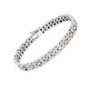 Image 1 : Natural 4.87 CTW Multi-Sapphire & Diamond Bracelet 14K White Gold - REF-288T2X