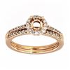Image 1 : Natural 0.30 CTW Diamond Wedding Ring Set 14K Rose Gold - REF-54F2M