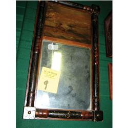 EARLY AMERICAN O/B WALL MIRROR with deer l