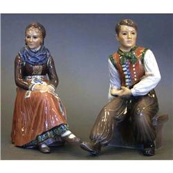 COPPENHAGEN 2PC. PORCELAIN SET, boy and gi