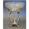 CUT GLASS BOWL AND SILVER CENTER STAND wit
