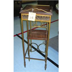 UNUSUAL WALNUT AND METAL TELEPHONE STAND c