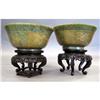 Image 1 : PAIR OF GOLD DECORATED JADEITE BOWLS with 