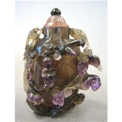 AMETHYST CARVED SNUFF BOTTLE height: 4"