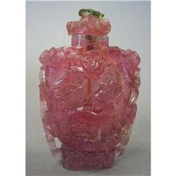 TOURMALINE CARVED SNUFF BOTTLE height: 3 1