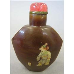 CHINESE SOAP STONE SNUFF BOTTLE with carve