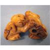 Image 1 : NETSUKE OF TWO PUPPIES artist signed lengt