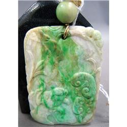 JADE CARVED PENDANT length: 2 1/2 