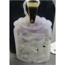 LAVENDER JADE CARVED PENDANT with dragon